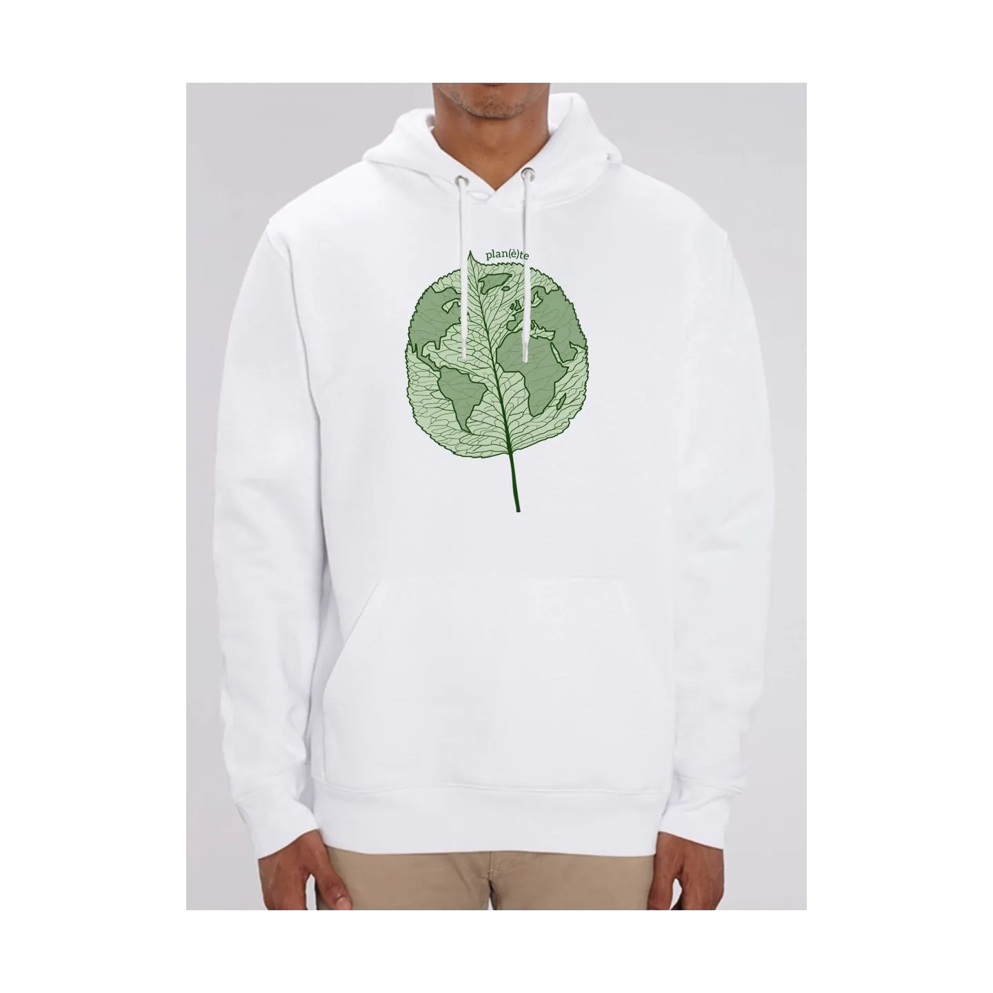 Sweat capuche homme "Plan(è)te feuille"