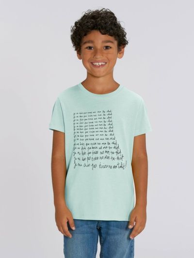 Tee shirt enfant "je ne dois pas ecrire sur mon tee shirt"