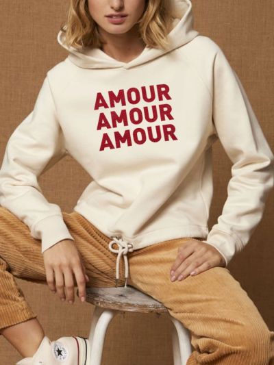 Sweat femme court "Amour Amour Amour"