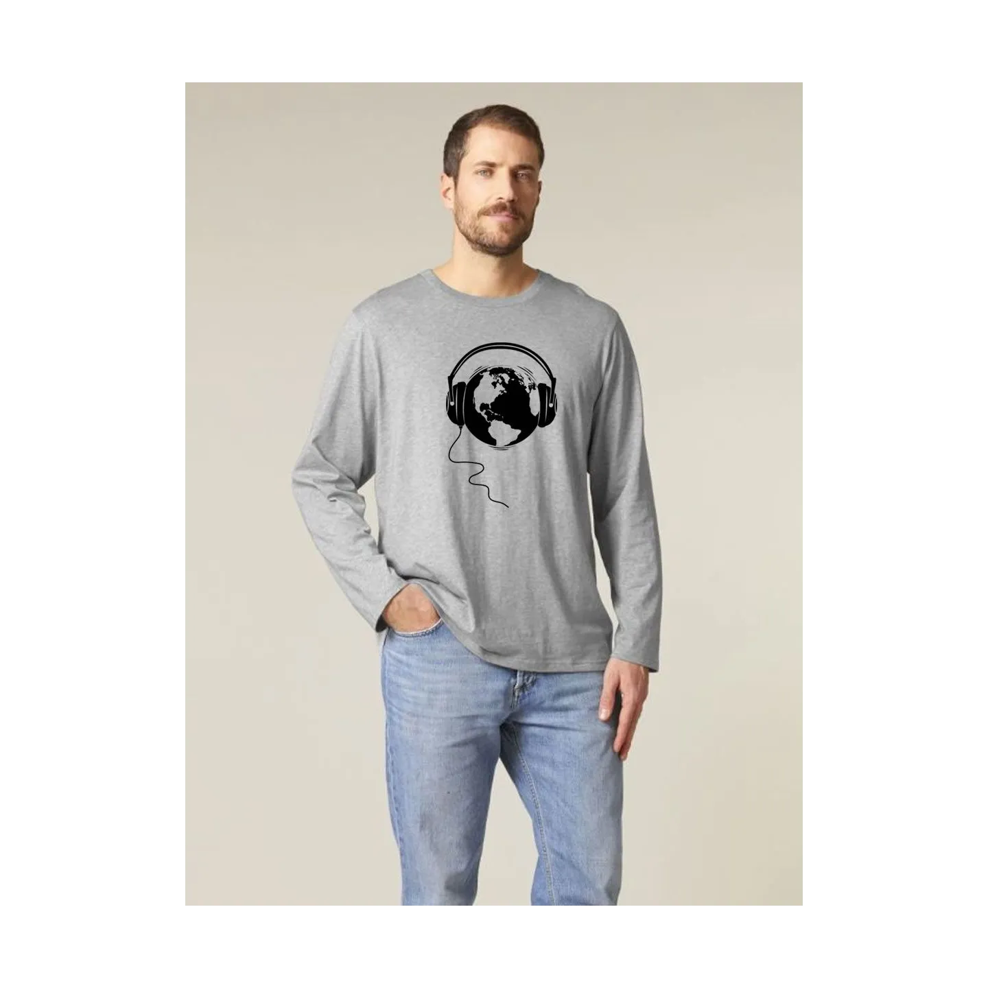 T-shirt manches longues homme "Ecoute la terre"