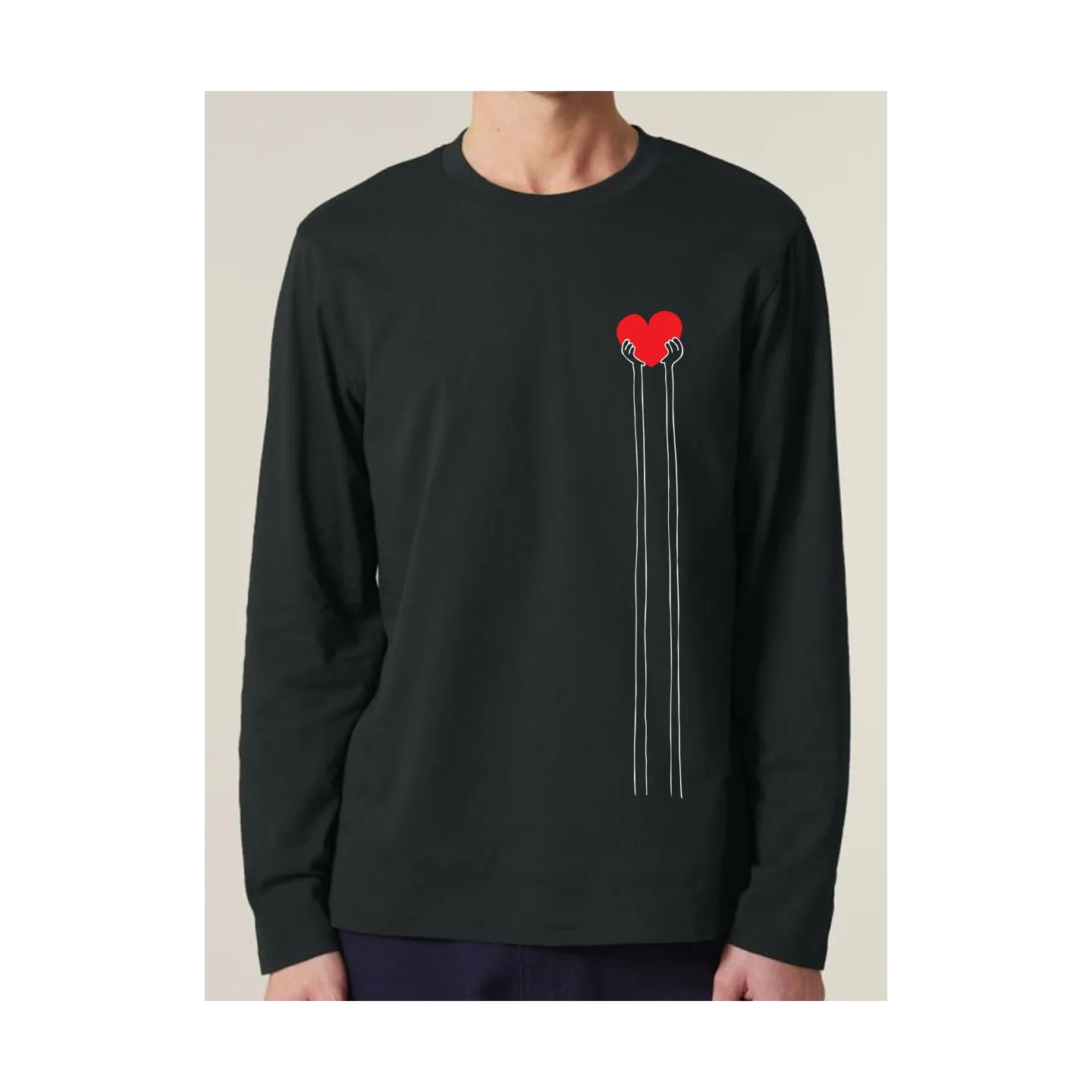 T-shirt manches longues homme "mains cœur"