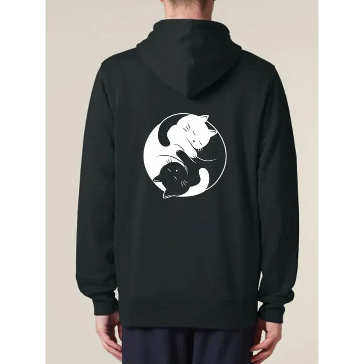 VESTE ZIP A CAPUCHE "YING YANG CAT" by LeDuc