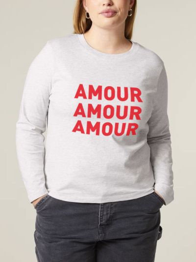 T-SHIRT MANCHES LONGUES FEMME "AMOUR AMOUR AMOUR"