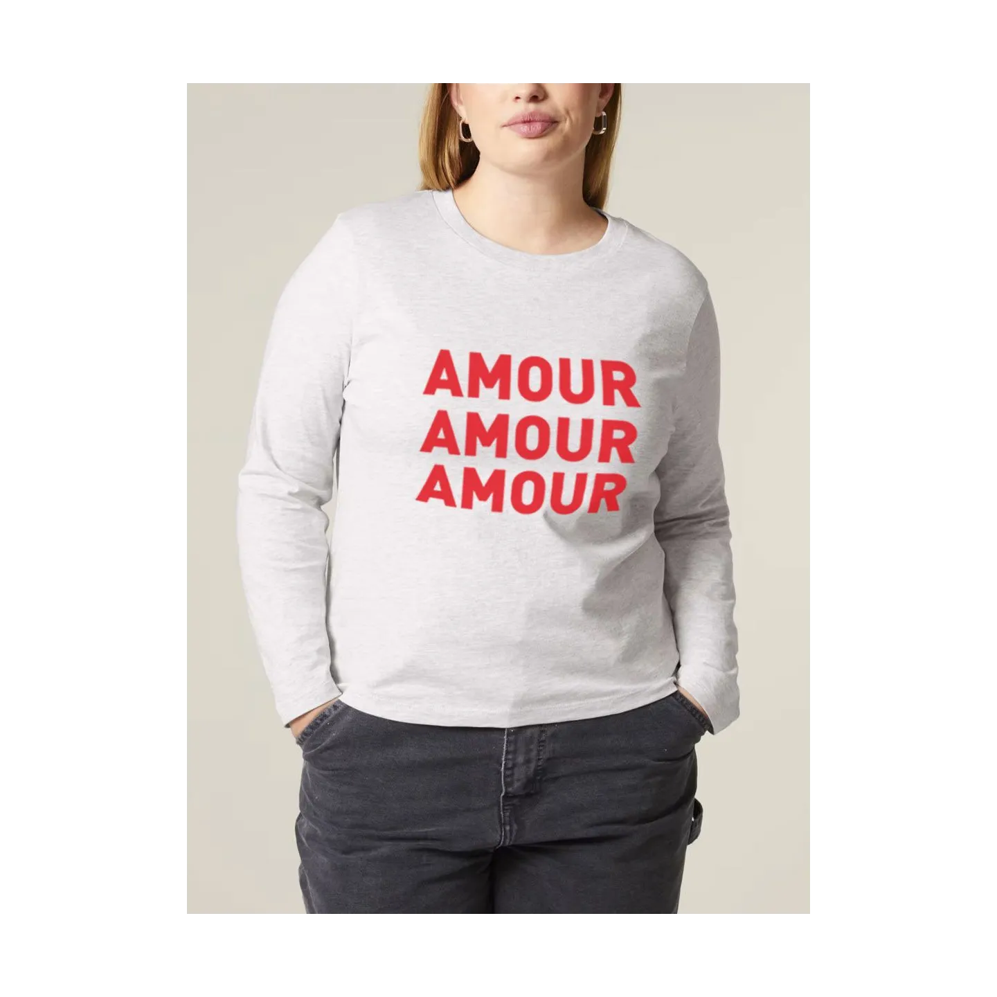 T-SHIRT MANCHES LONGUES FEMME "AMOUR AMOUR AMOUR"