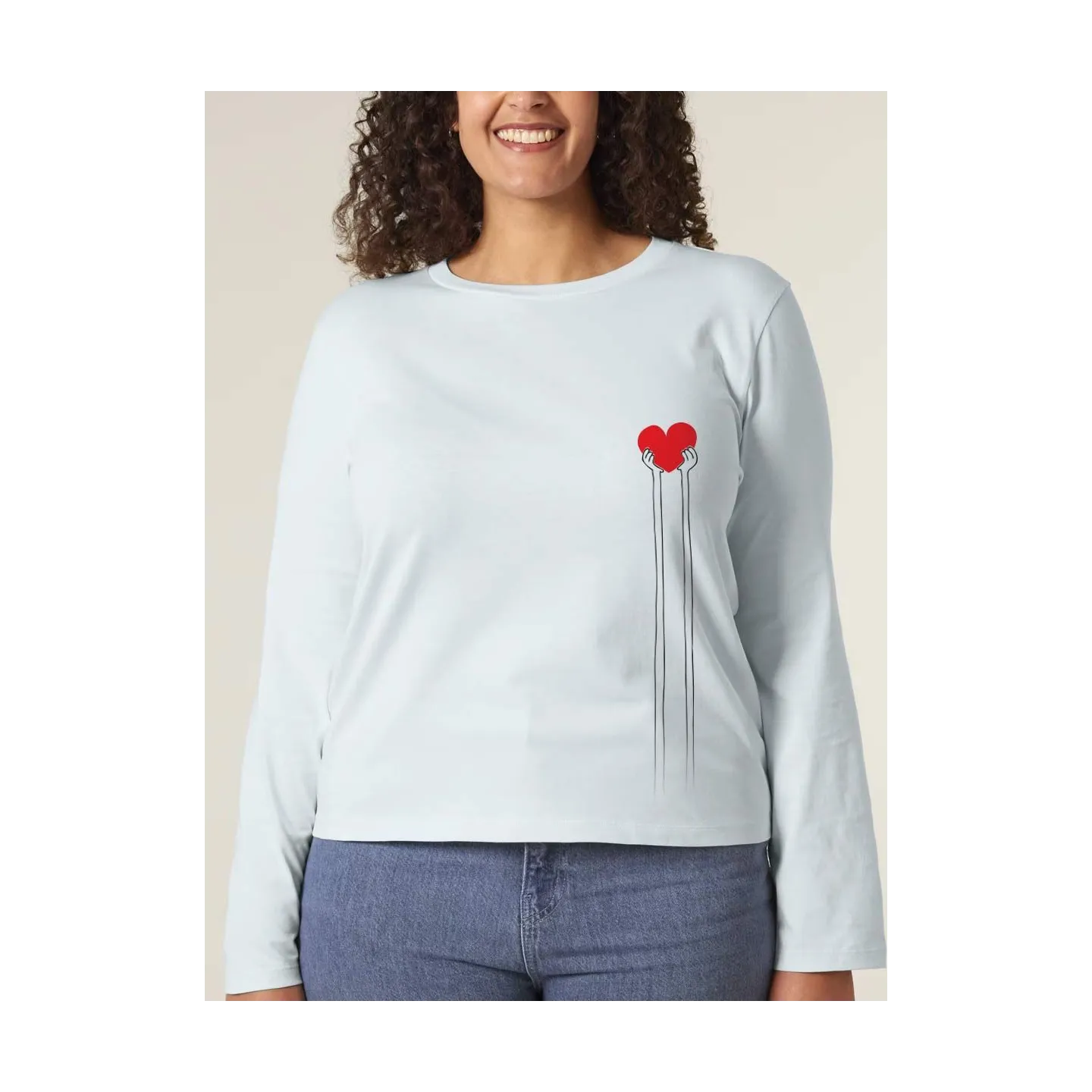 T-SHIRT MANCHES LONGUES FEMME "MAIN TENDU"	