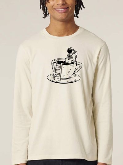 T-SHIRT MANCHE LONGUE HOMME "SPACE COFFEE" PAR LEDUC