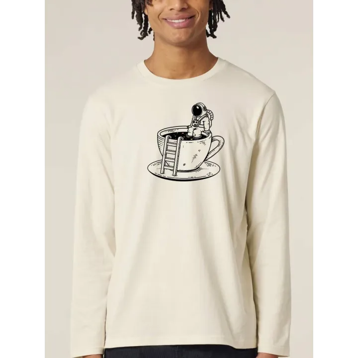 T-SHIRT MANCHE LONGUE HOMME "SPACE COFFEE" PAR LEDUC
