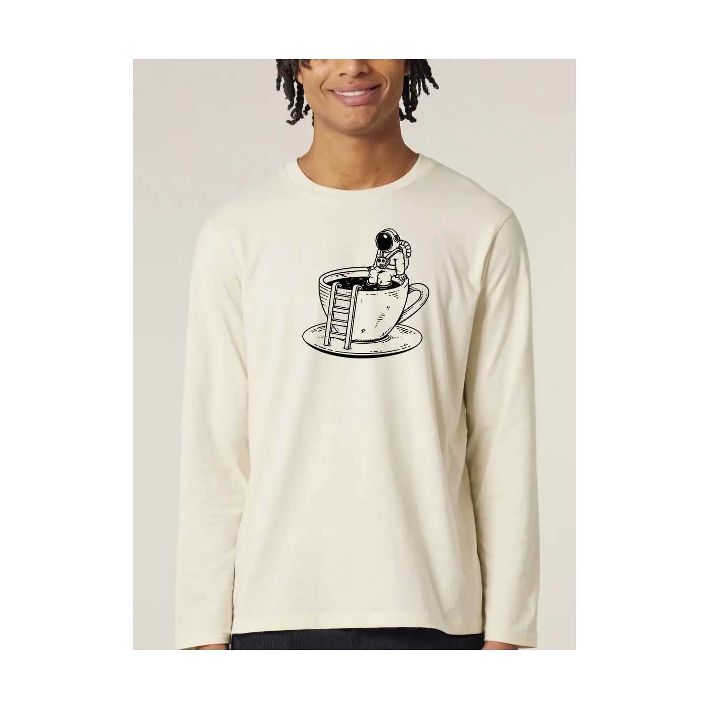 T-SHIRT MANCHE LONGUE HOMME "SPACE COFFEE" PAR LEDUC