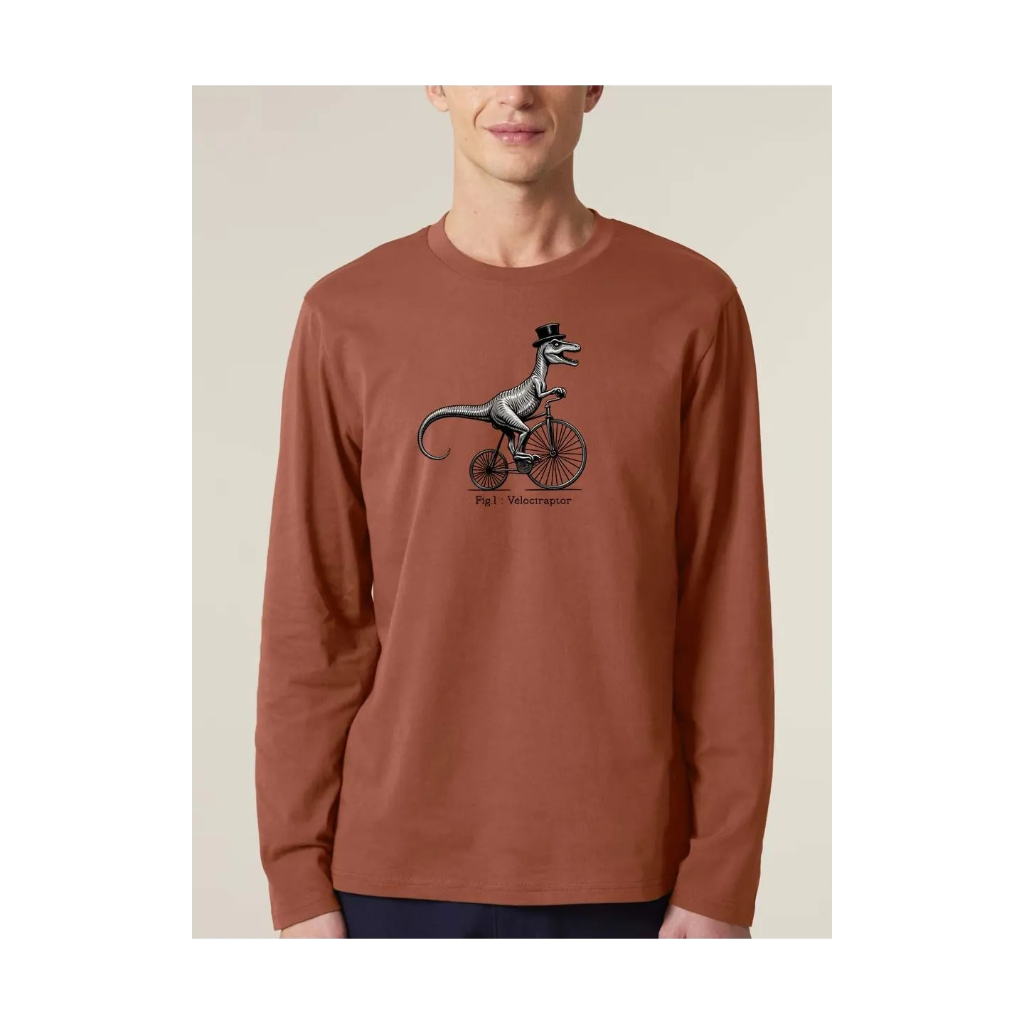 T-SHIRT MANCHE LONGUE HOMME "VELOCIRAPTOR" PAR LEDUC