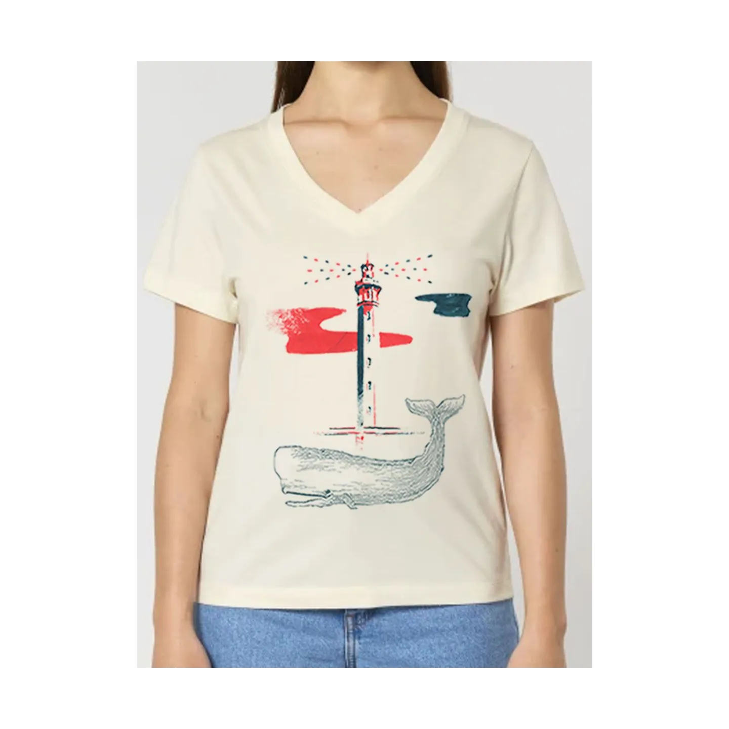 T-SHIRT COL V "BALEINE" BY JORDAN GENTS