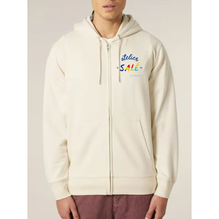 SWEAT UNISEXE ZIP CAPUCHE "AMOUREUX DES ÉTOILES" BY ATELIER SALÉ