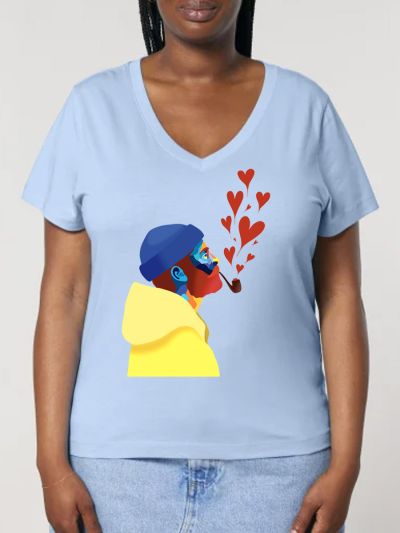 T-SHIRT FEMME COL V "AMOUREUX DES ÉTOILES" BY ATELIER SALÉ