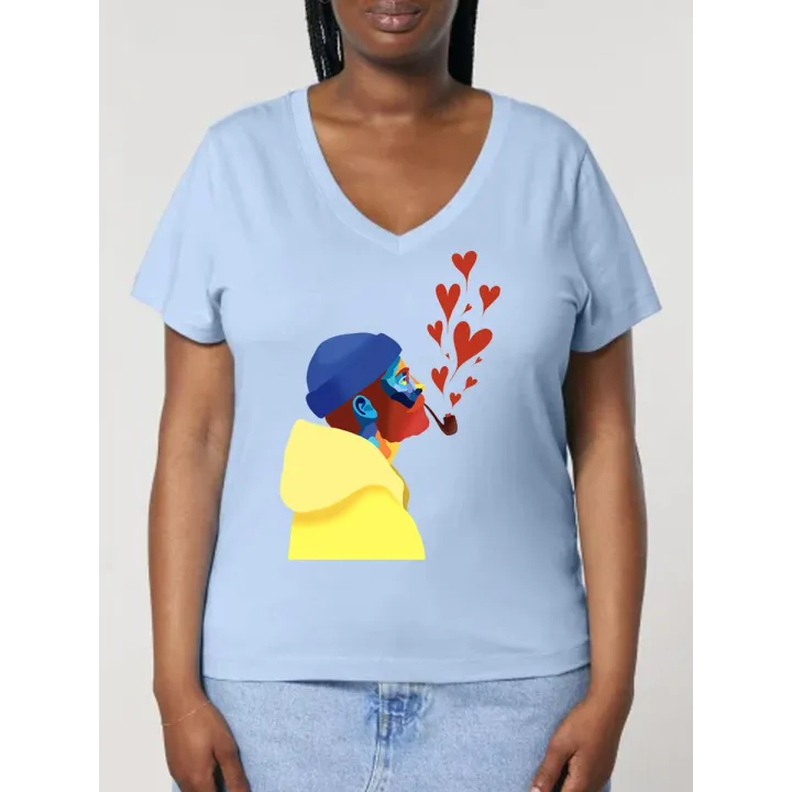 T-SHIRT FEMME COL V "AMOUREUX DES ÉTOILES" BY ATELIER SALÉ