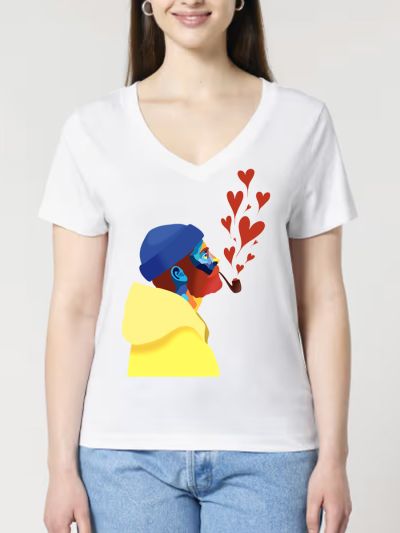 T-SHIRT FEMME COL V "AMOUREUX DES ÉTOILES" BY ATELIER SALÉ