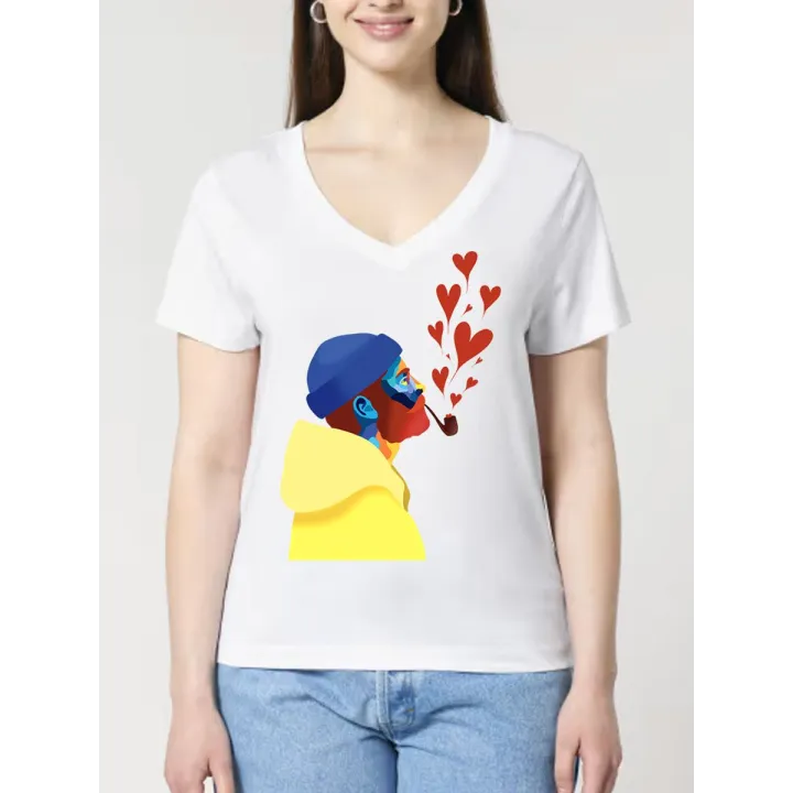 T-SHIRT FEMME COL V "AMOUREUX DES ÉTOILES" BY ATELIER SALÉ