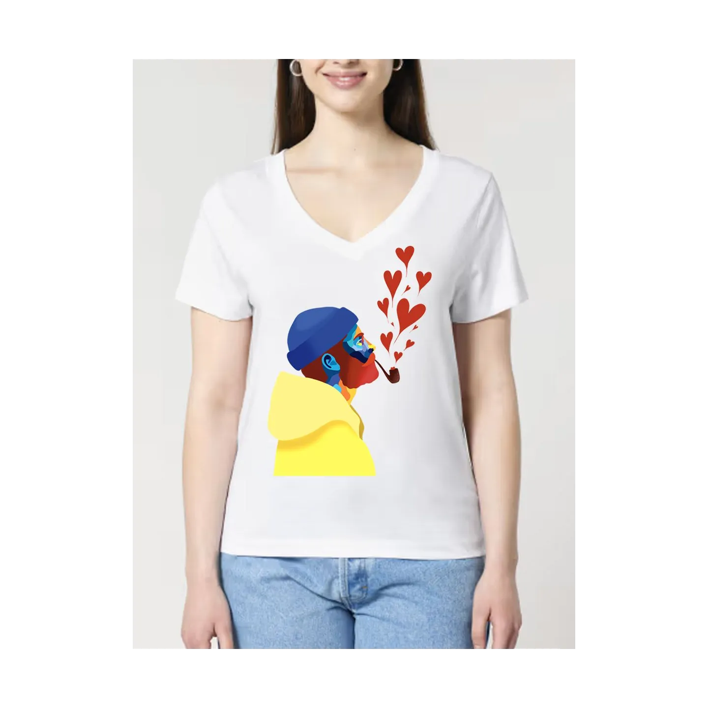 T-SHIRT FEMME COL V "AMOUREUX DES ÉTOILES" BY ATELIER SALÉ