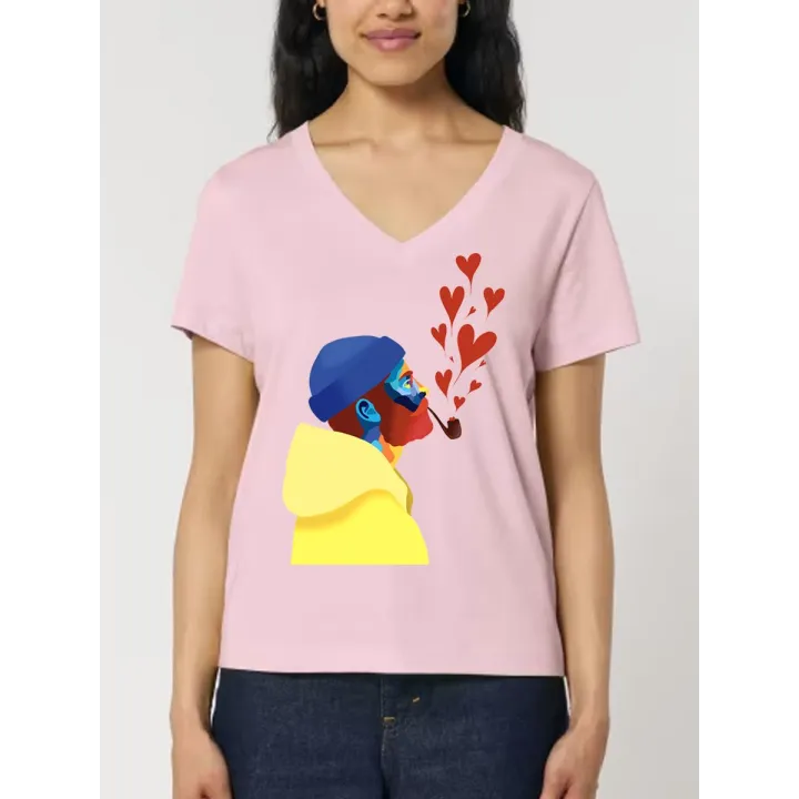 T-SHIRT FEMME COL V "AMOUREUX DES ÉTOILES" BY ATELIER SALÉ