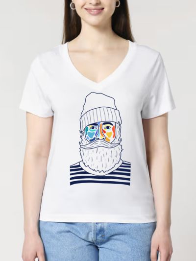 T-SHIRT FEMME COL V "MARIN" BY ATELIER SALÉ