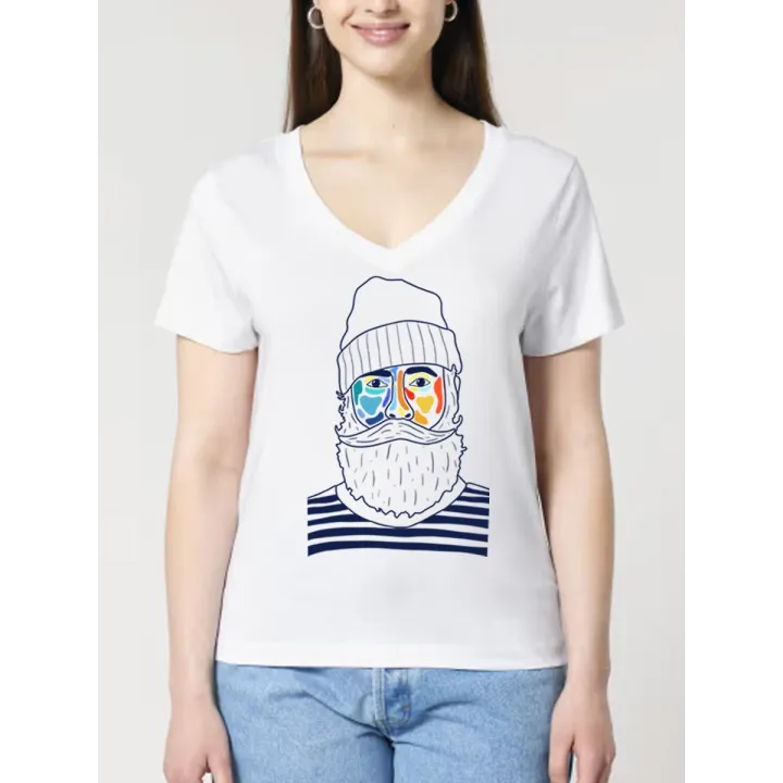 T-SHIRT FEMME COL V "MARIN" BY ATELIER SALÉ