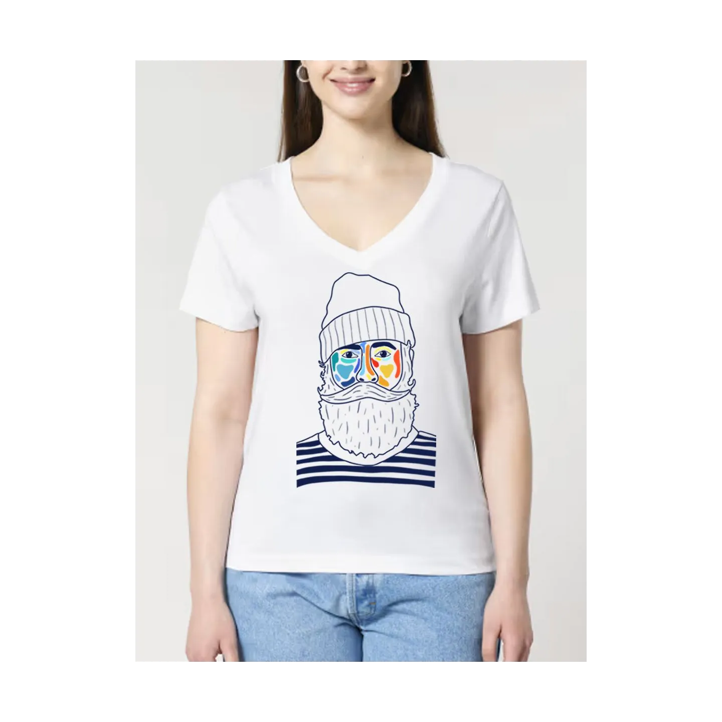T-SHIRT FEMME COL V "MARIN" BY ATELIER SALÉ