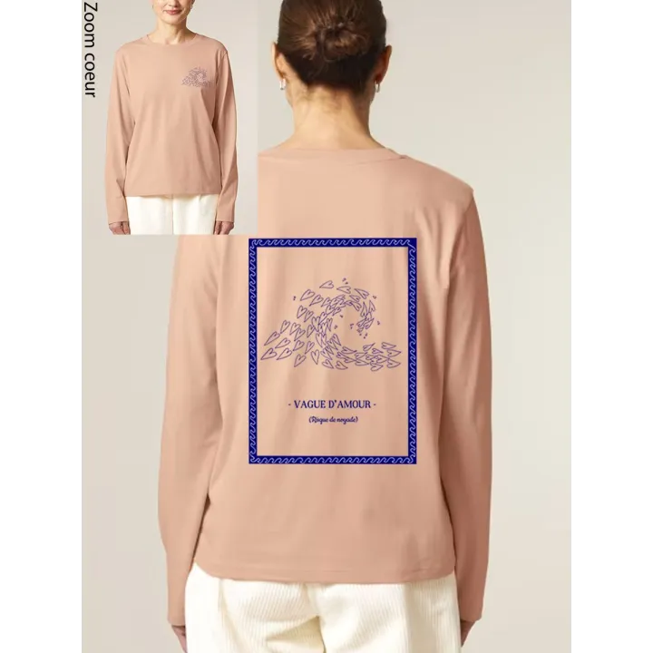 T-SHIRT FEMME MANCHES LONGUES "VAGUE D'AMOUR" BY ALELIER SALÉ