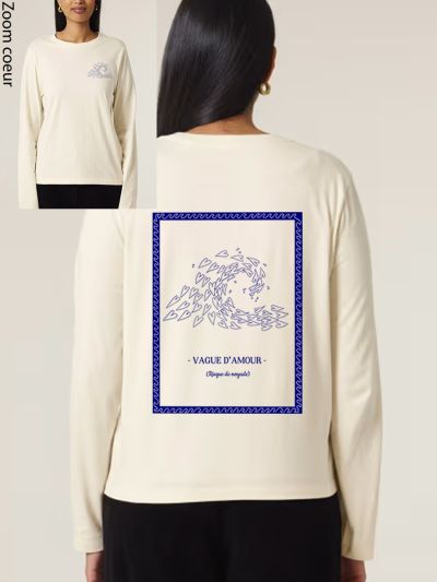 T-SHIRT FEMME MANCHES LONGUES "VAGUE D'AMOUR" BY ALELIER SALÉ
