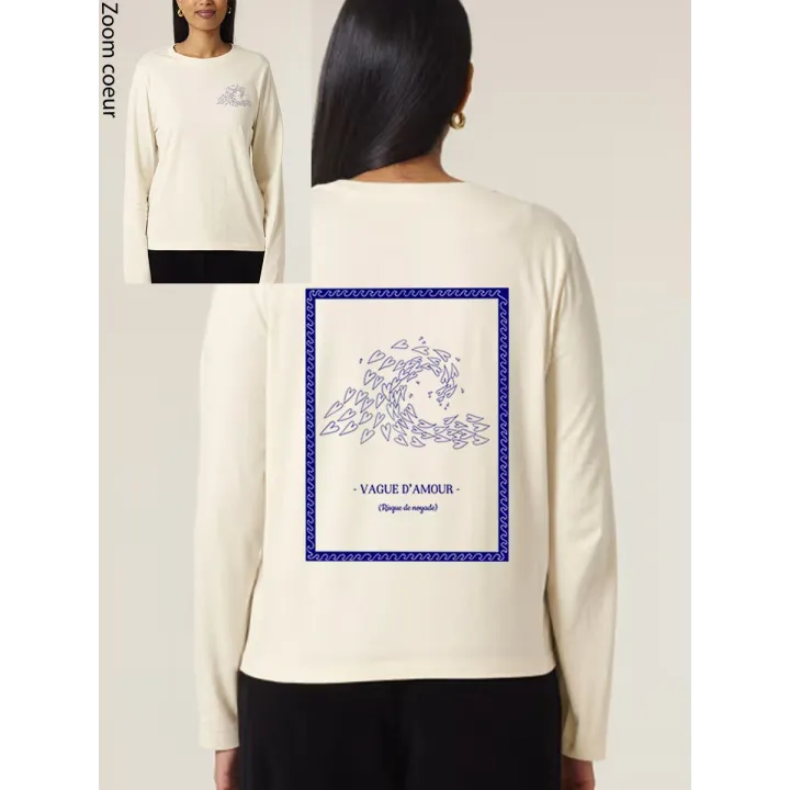 T-SHIRT FEMME MANCHES LONGUES "VAGUE D'AMOUR" BY ALELIER SALÉ