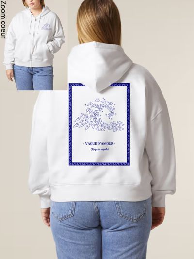 SWEAT FEMME ZIPÉ "VAGUE D'AMOUR" BY ATELIER SALÉ