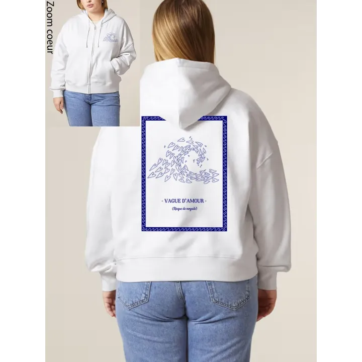 SWEAT FEMME ZIPÉ "VAGUE D'AMOUR" BY ATELIER SALÉ