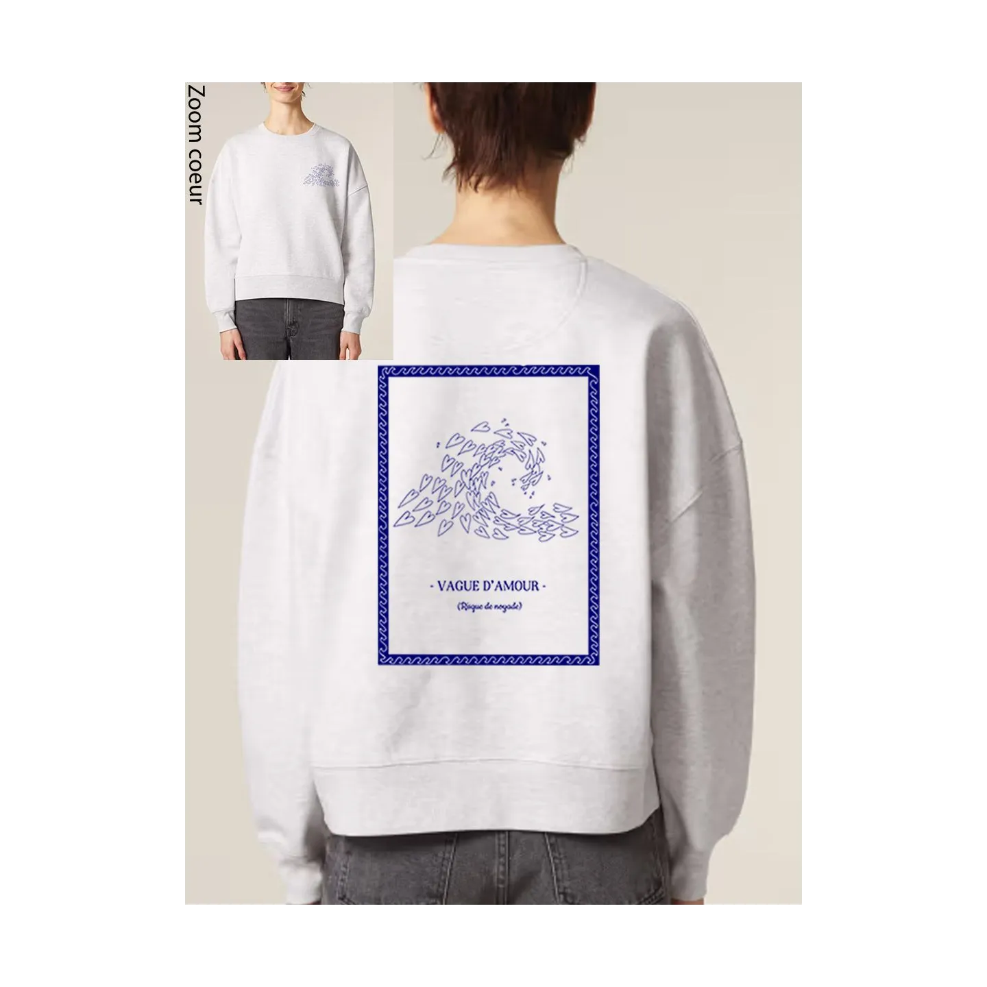 SWEAT FEMME COL ROND "VAGUE D'AMOUR" BY ATELIER SALÉ