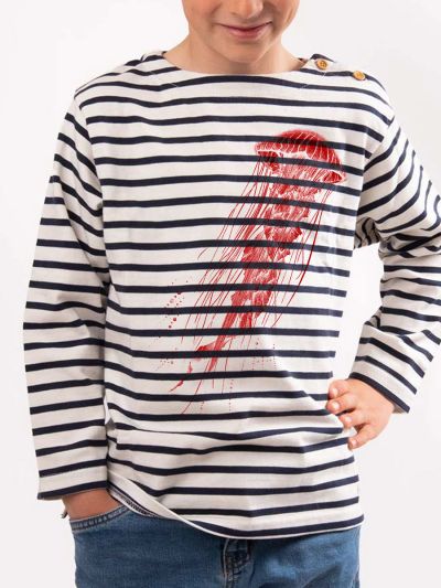 Mariniere enfant en coton épais crevette