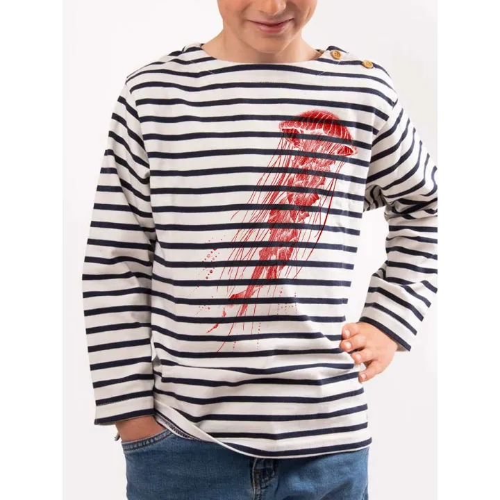 Mariniere enfant en coton épais crevette