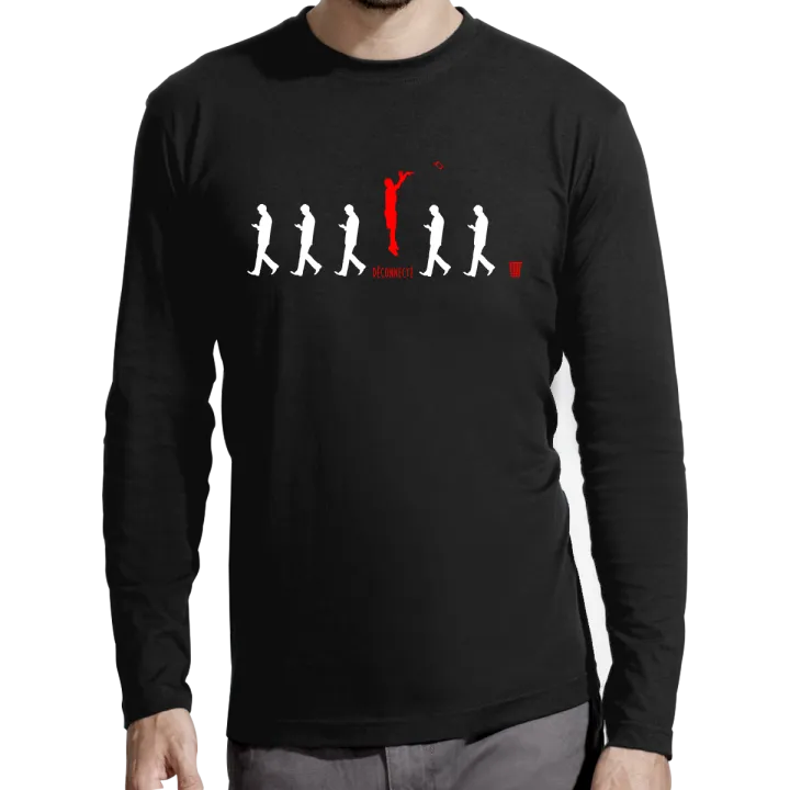 T-shirt manches longues homme "Deconnecté"