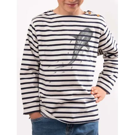Mariniere enfant en coton épais crevette