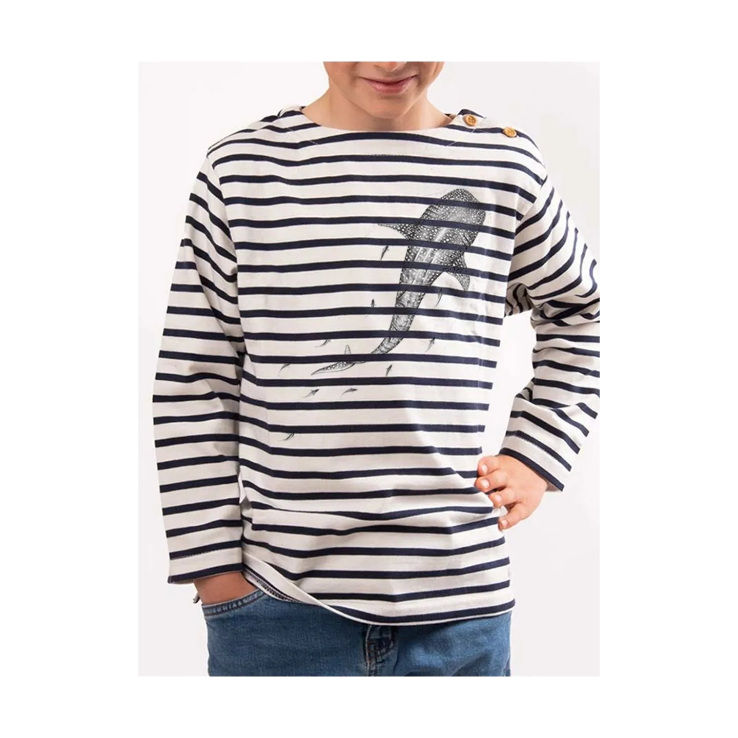 Mariniere enfant en coton épais crevette
