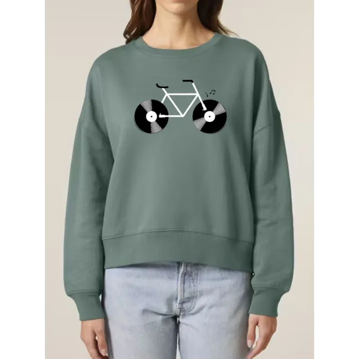 SWEAT FEMME COL ROND "VELO VINYLE"