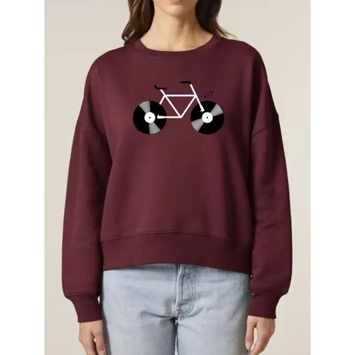 SWEAT FEMME COL ROND "VELO VINYLE"