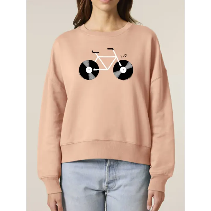 SWEAT FEMME COL ROND "VELO VINYLE"
