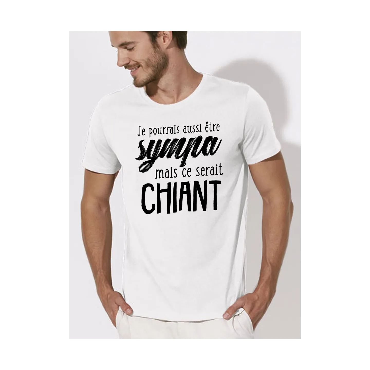 T-shirt homme "je pourrais être sympa mais ce serait chiant"