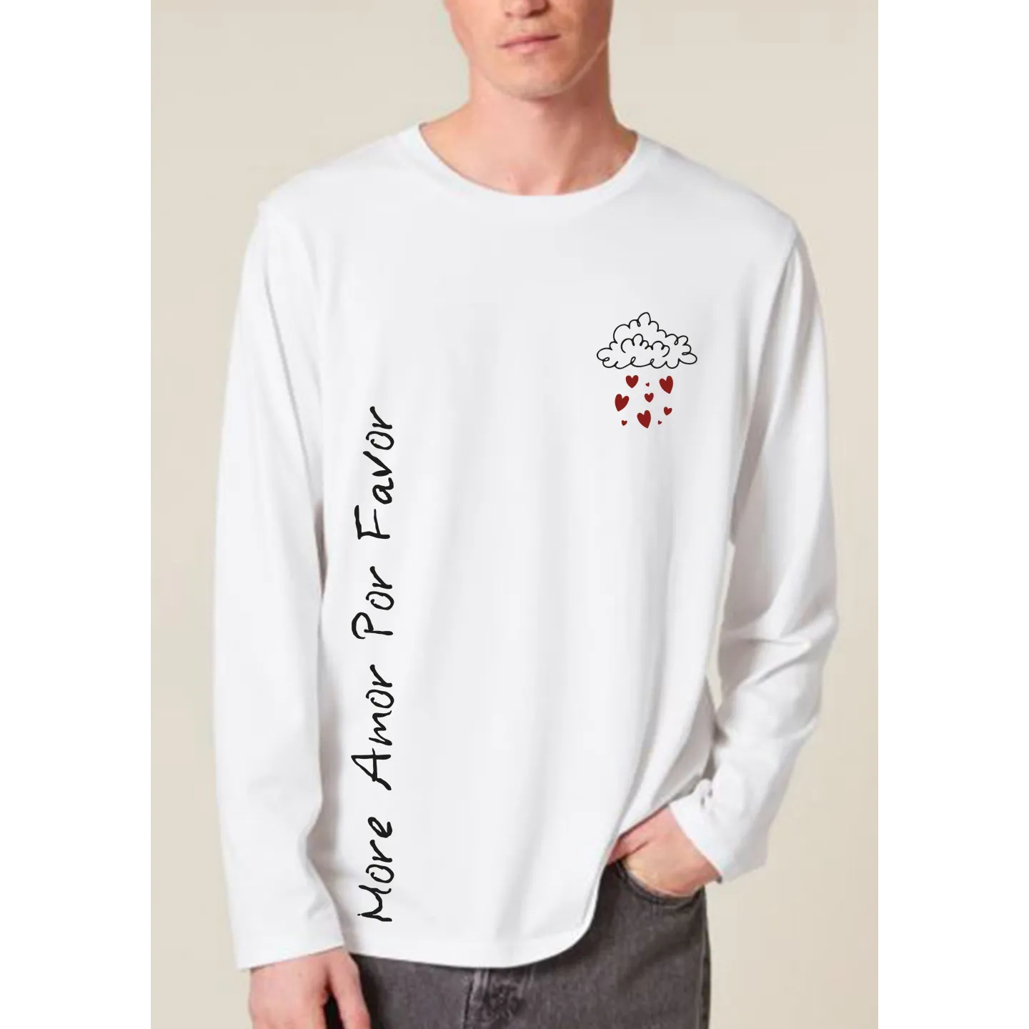 T shirt unisexe manches longues " More amor por favor "