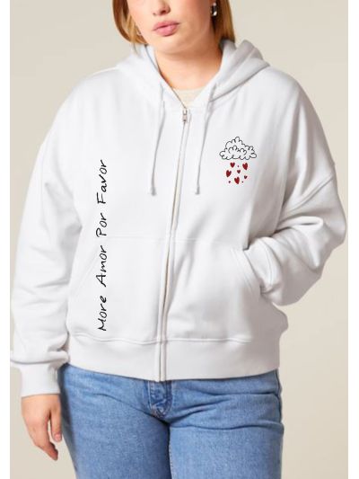 Veste zippée à capuche femme " More amor por favor " 