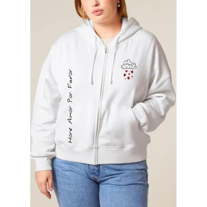 Veste zippée à capuche femme " More amor por favor "