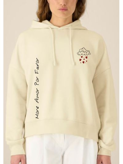Sweat court à capuches femme " More amor por favor " 