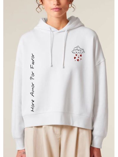 Sweat court à capuches femme " More amor por favor " 