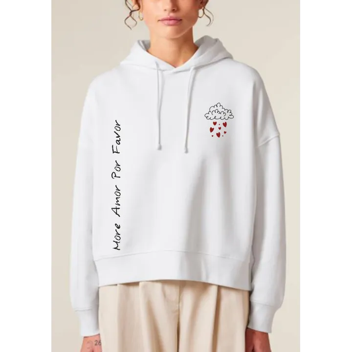 Sweat court à capuches femme " More amor por favor "