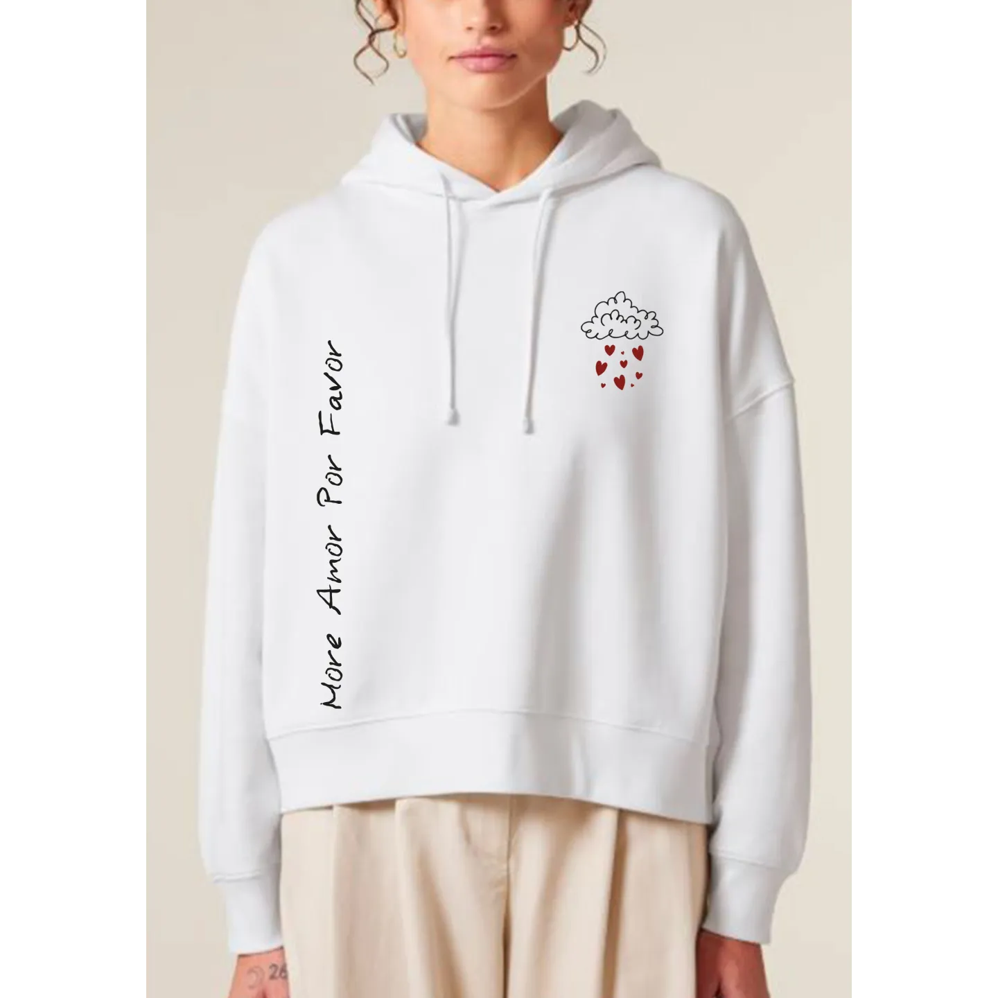 Sweat court à capuches femme " More amor por favor " 