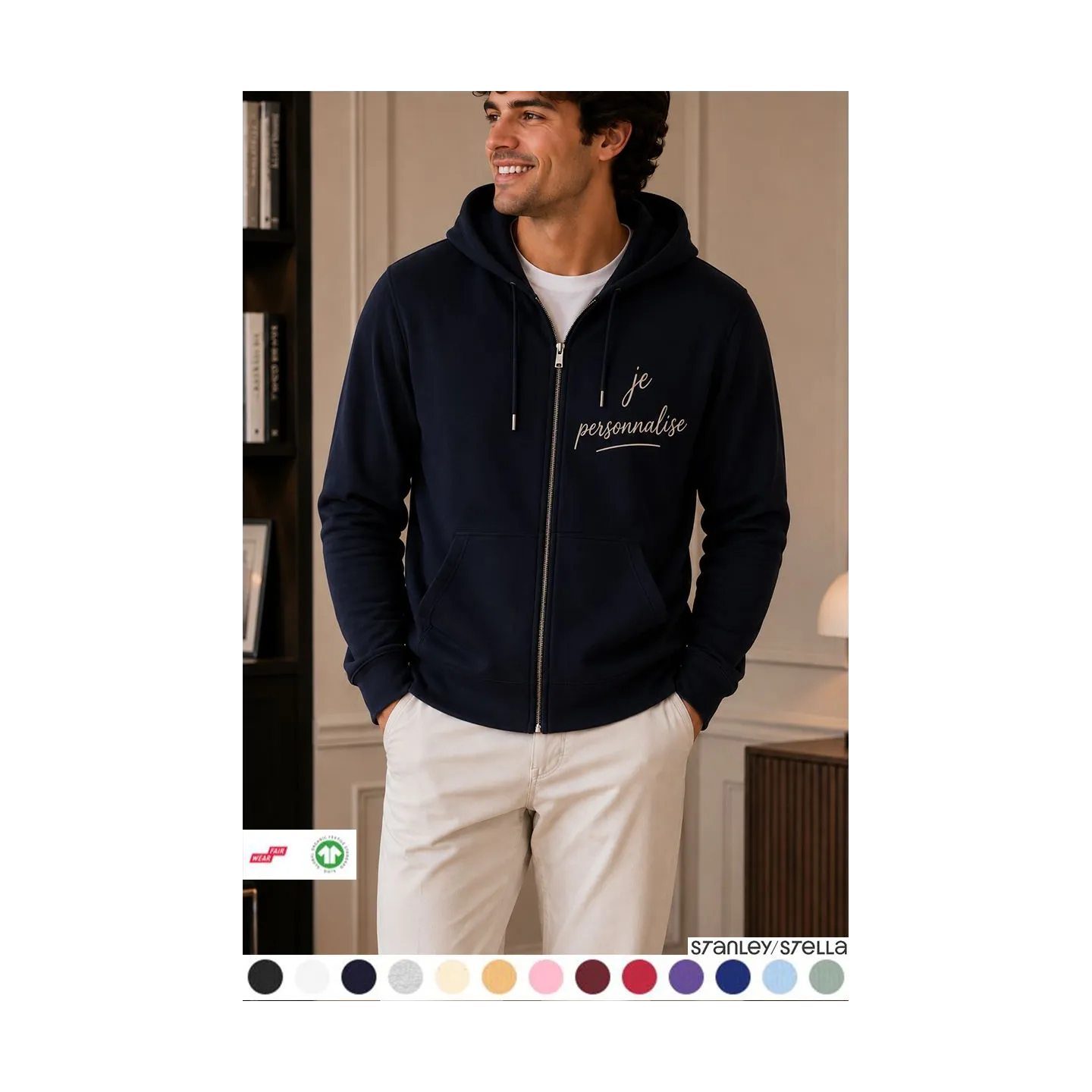 SWEAT ZIP HOMME PERSONNALISABLE
