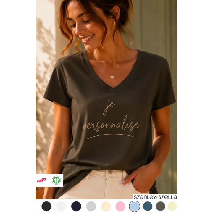 T SHIRT FEMME COL V À PERSONNALISER