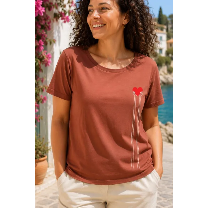 T shirt femme coeur clair : tee shirt amour en coton bio