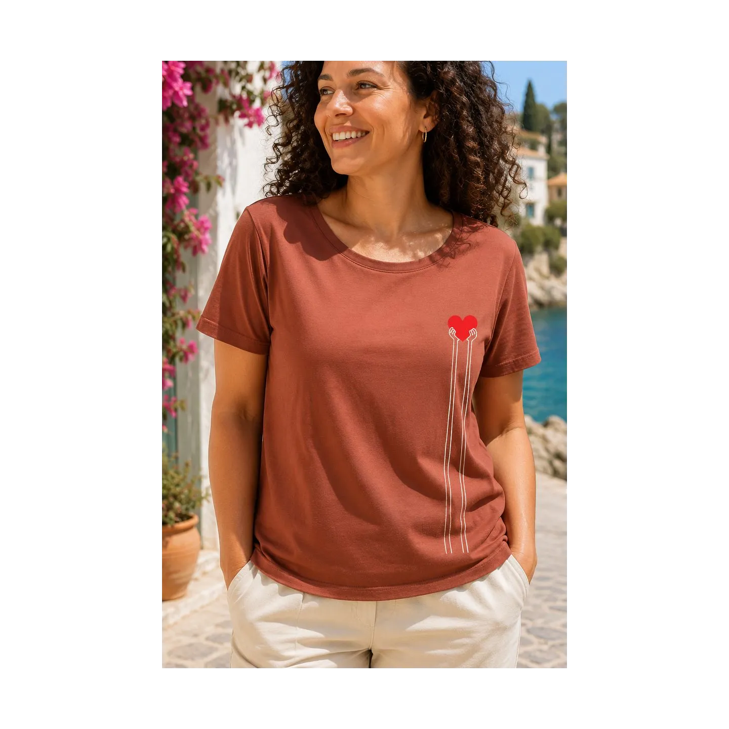 T shirt femme coeur clair : tee shirt amour en coton bio